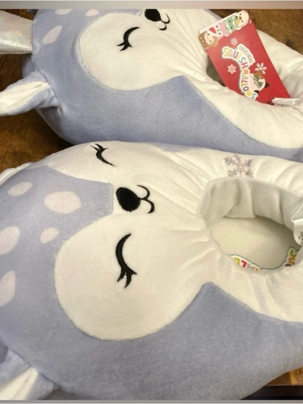 Squishmallows Kids' Deer Slippers - Light Blue Size 4/5 New